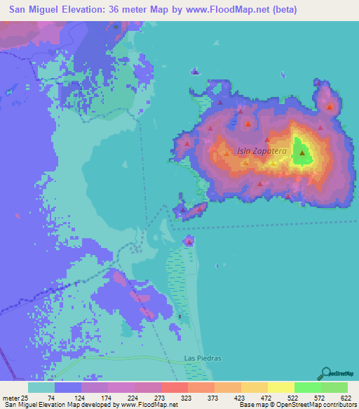 San Miguel,Nicaragua Elevation Map
