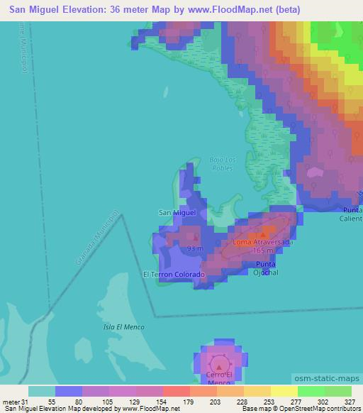 San Miguel,Nicaragua Elevation Map