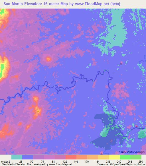 San Martin,Nicaragua Elevation Map