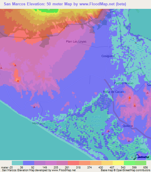 San Marcos,Nicaragua Elevation Map