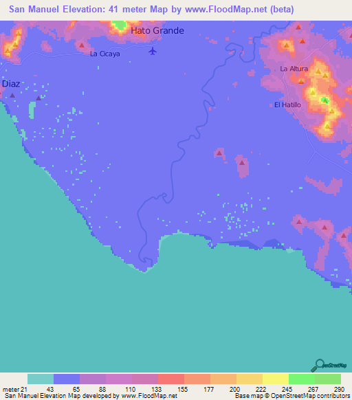 San Manuel,Nicaragua Elevation Map