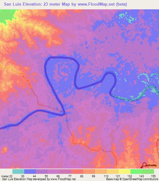 San Luis,Nicaragua Elevation Map