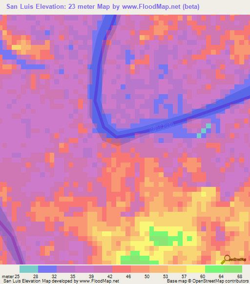 San Luis,Nicaragua Elevation Map