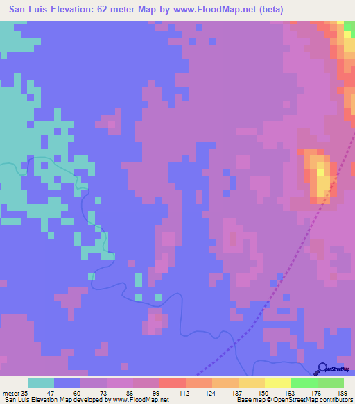 San Luis,Nicaragua Elevation Map