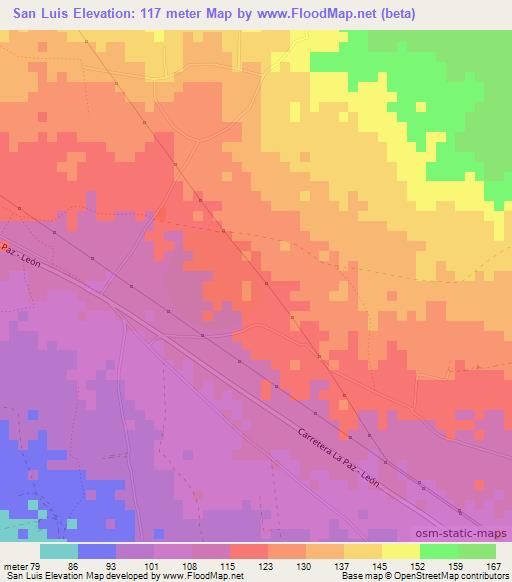 San Luis,Nicaragua Elevation Map