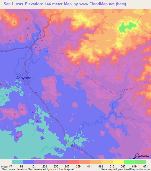 San Lucas,Nicaragua Elevation Map