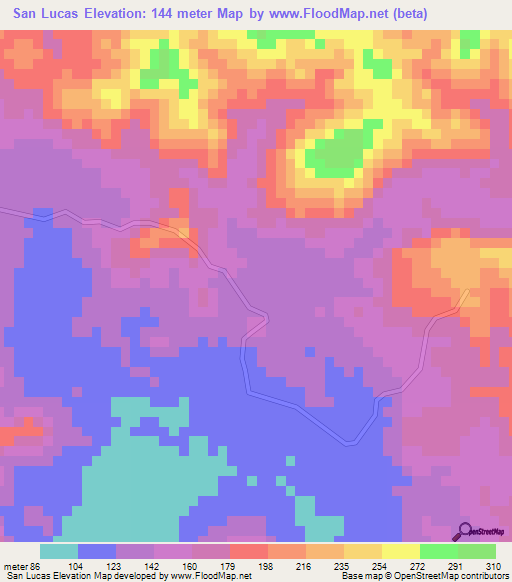 San Lucas,Nicaragua Elevation Map
