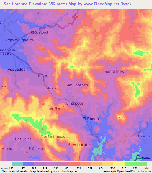 San Lorenzo,Nicaragua Elevation Map