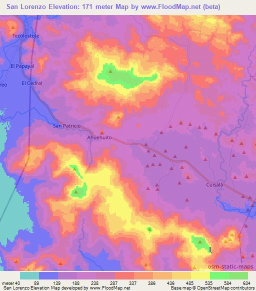 San Lorenzo,Nicaragua Elevation Map