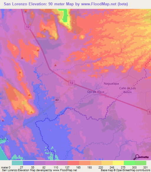 San Lorenzo,Nicaragua Elevation Map