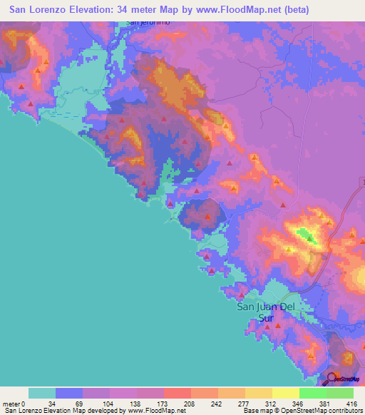 San Lorenzo,Nicaragua Elevation Map