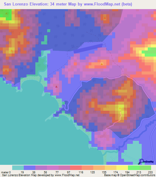 San Lorenzo,Nicaragua Elevation Map