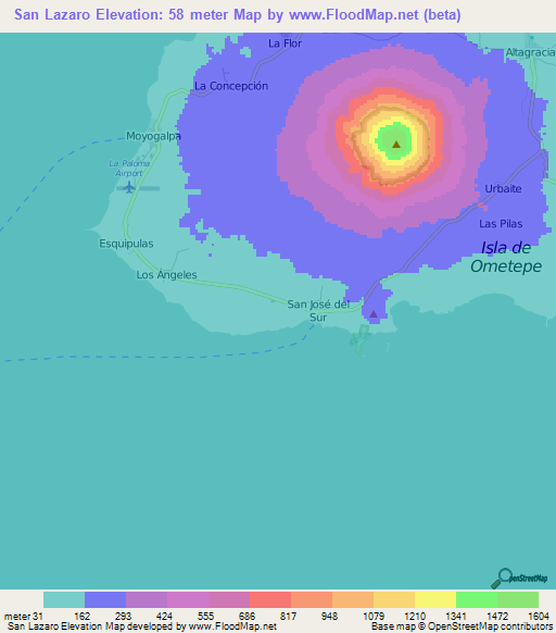 San Lazaro,Nicaragua Elevation Map