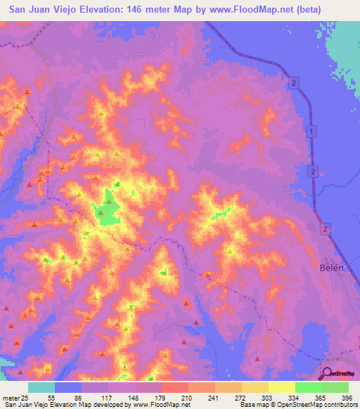 San Juan Viejo,Nicaragua Elevation Map