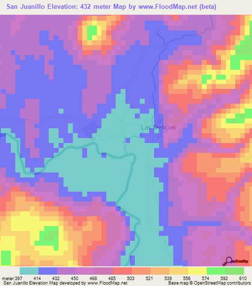 San Juanillo,Nicaragua Elevation Map