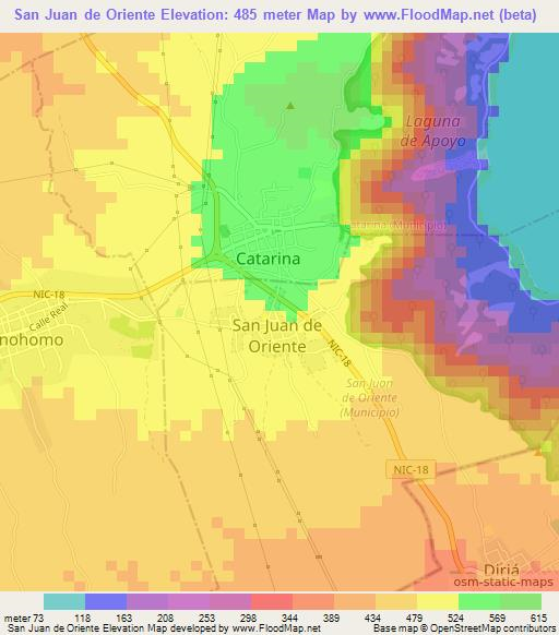 San Juan de Oriente,Nicaragua Elevation Map