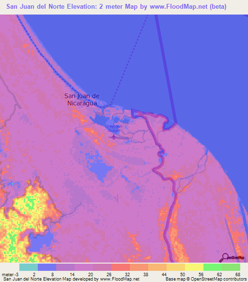 San Juan del Norte,Nicaragua Elevation Map
