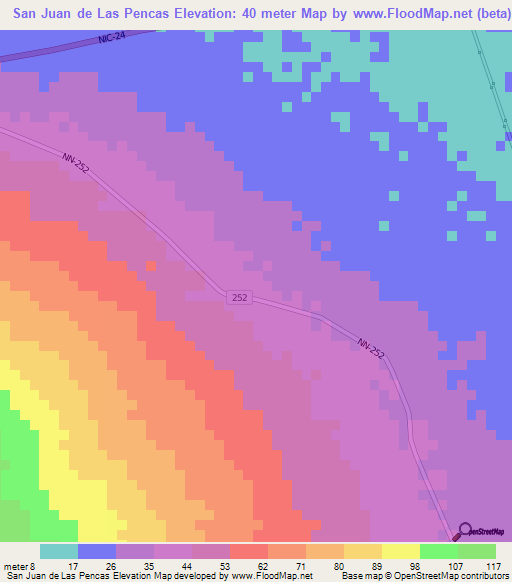 San Juan de Las Pencas,Nicaragua Elevation Map