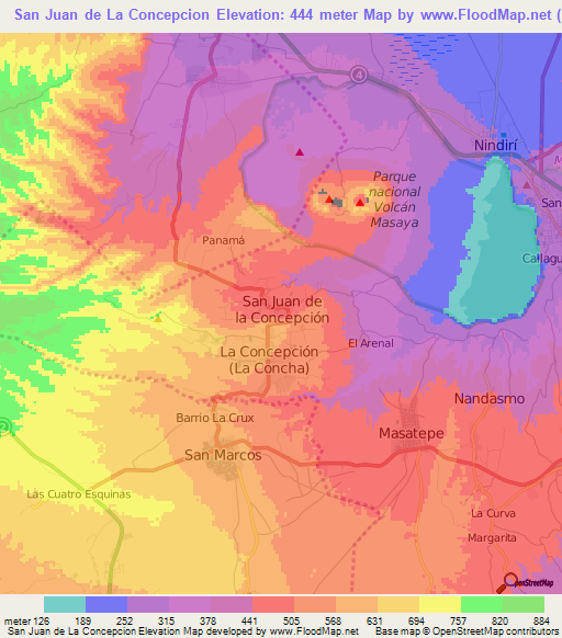 San Juan de La Concepcion,Nicaragua Elevation Map