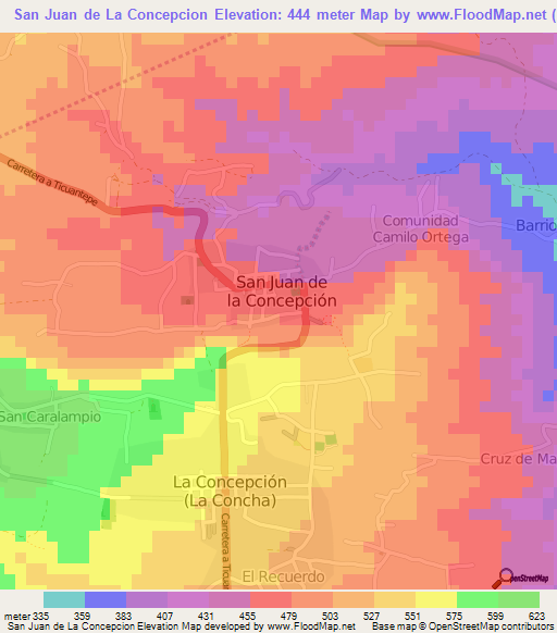 San Juan de La Concepcion,Nicaragua Elevation Map