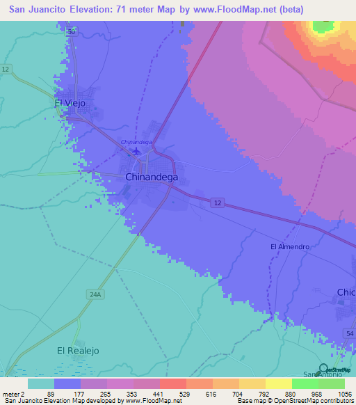 San Juancito,Nicaragua Elevation Map