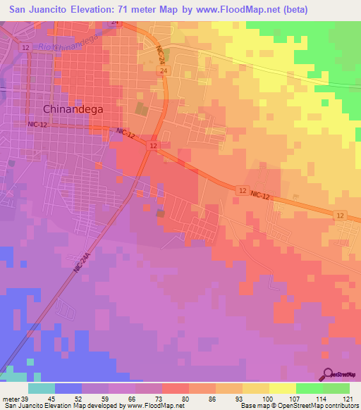 San Juancito,Nicaragua Elevation Map
