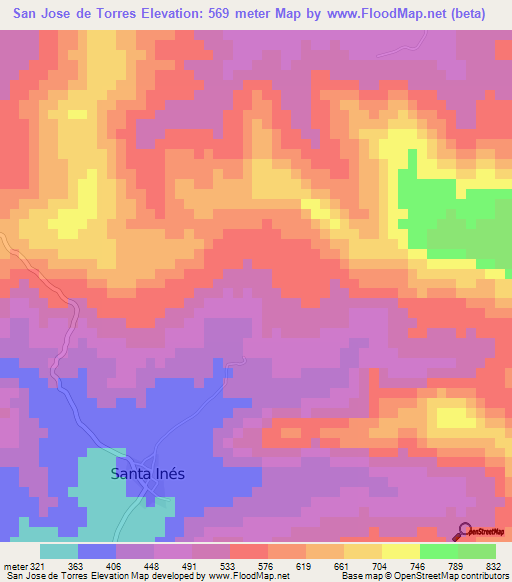 San Jose de Torres,Nicaragua Elevation Map