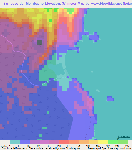 San Jose del Mombacho,Nicaragua Elevation Map