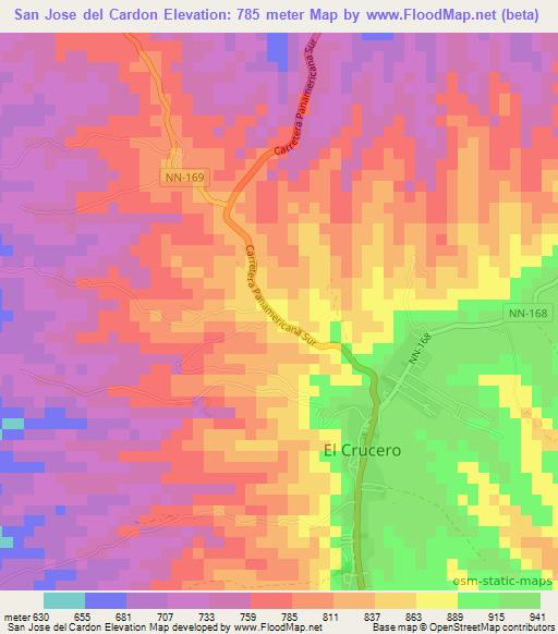 San Jose del Cardon,Nicaragua Elevation Map