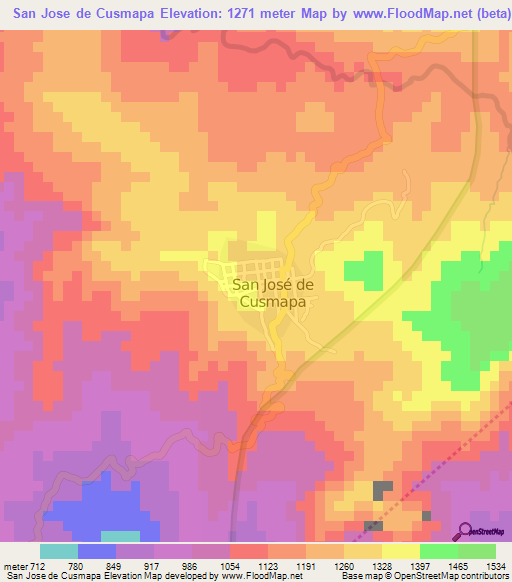 San Jose de Cusmapa,Nicaragua Elevation Map