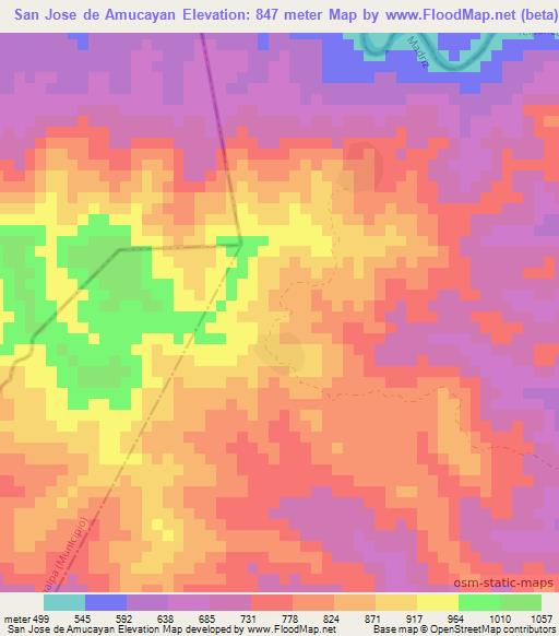 San Jose de Amucayan,Nicaragua Elevation Map