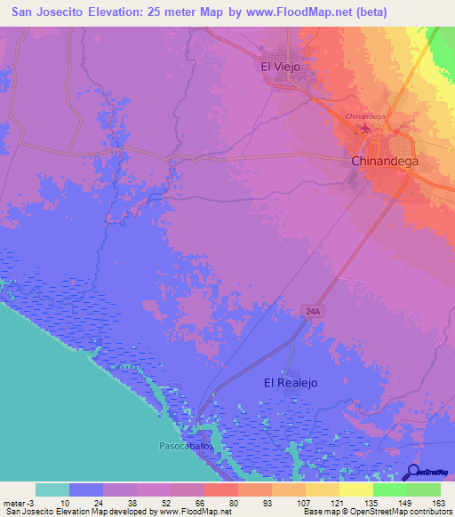 San Josecito,Nicaragua Elevation Map