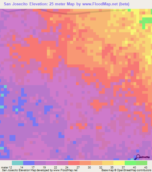 San Josecito,Nicaragua Elevation Map