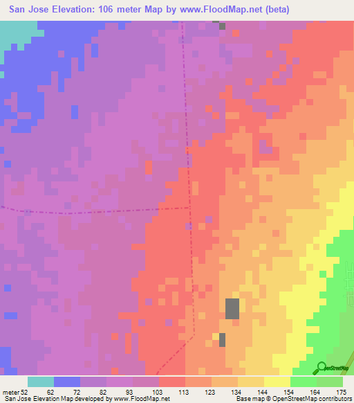 San Jose,Nicaragua Elevation Map