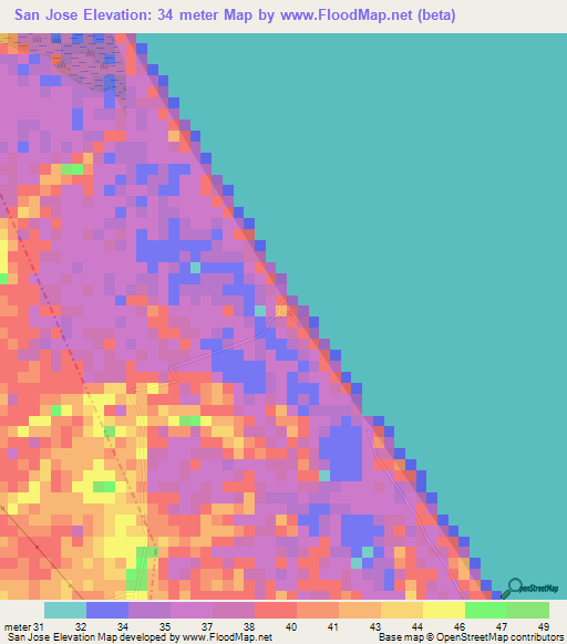 San Jose,Nicaragua Elevation Map