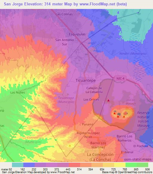 San Jorge,Nicaragua Elevation Map