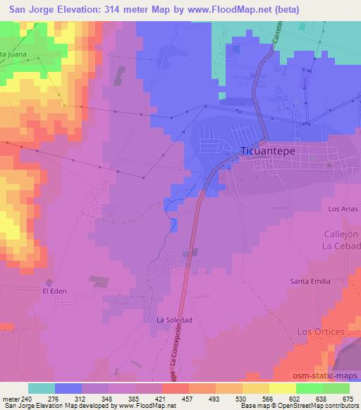 San Jorge,Nicaragua Elevation Map