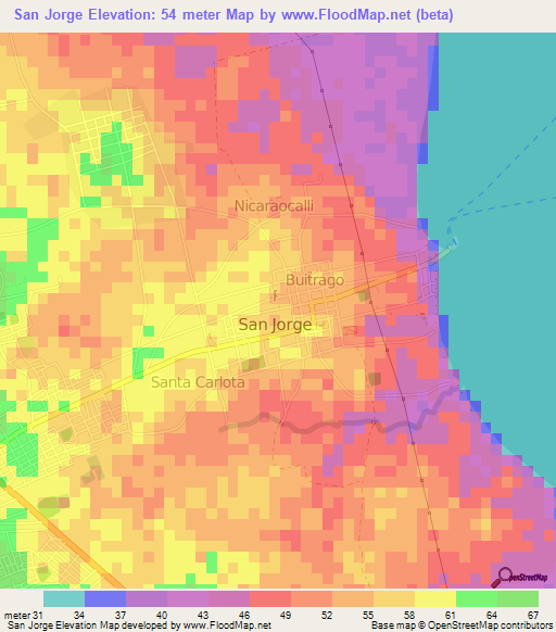 San Jorge,Nicaragua Elevation Map