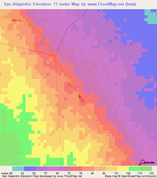 San Alejandro,Nicaragua Elevation Map