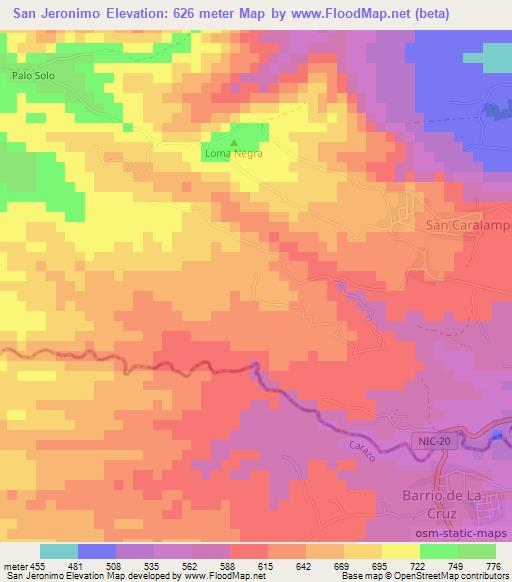 San Jeronimo,Nicaragua Elevation Map