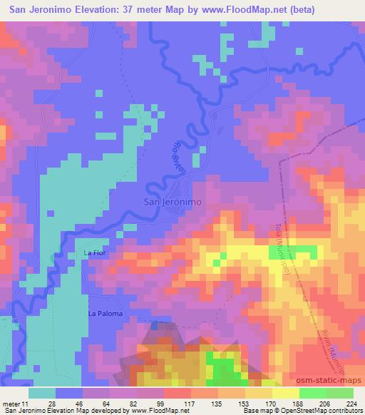 San Jeronimo,Nicaragua Elevation Map