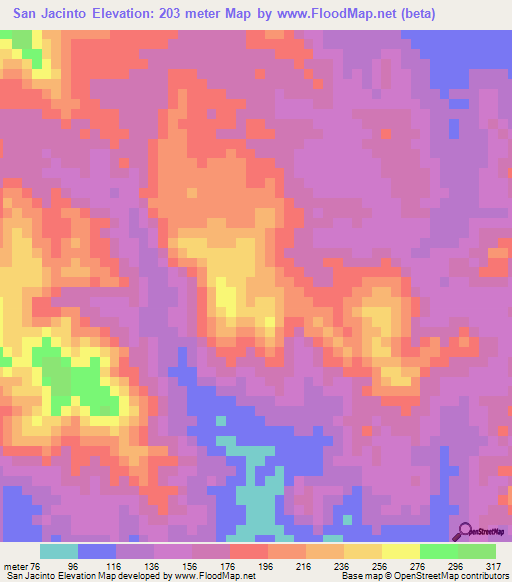 San Jacinto,Nicaragua Elevation Map