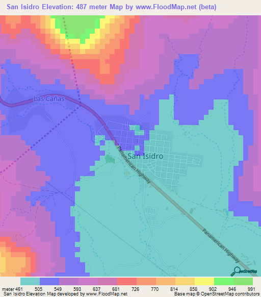 San Isidro,Nicaragua Elevation Map
