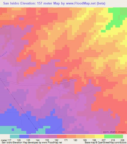 San Isidro,Nicaragua Elevation Map