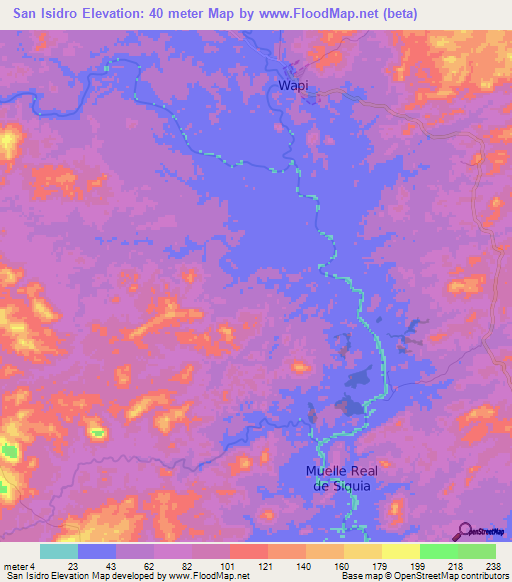 San Isidro,Nicaragua Elevation Map