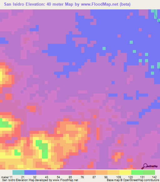 San Isidro,Nicaragua Elevation Map