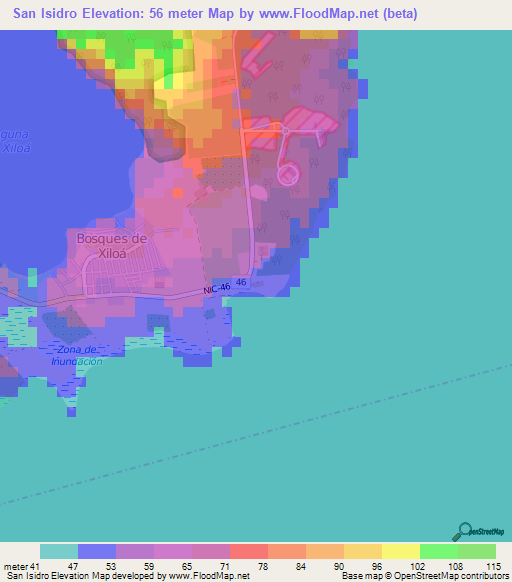 San Isidro,Nicaragua Elevation Map