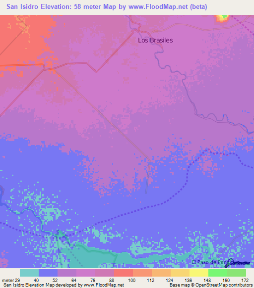 San Isidro,Nicaragua Elevation Map
