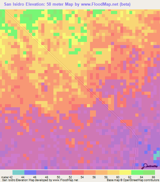 San Isidro,Nicaragua Elevation Map
