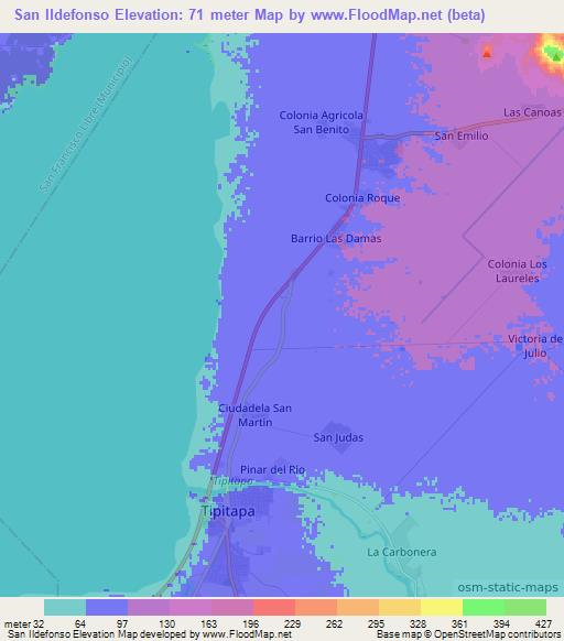 San Ildefonso,Nicaragua Elevation Map